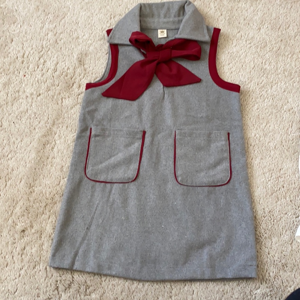 SHEIN girls gray with burgundy trim dress